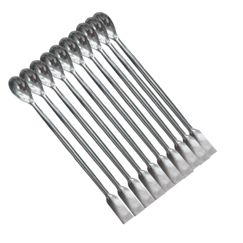 luvilly 10PCS Stainless Steel Lab Spoon Spatula - 2 in 1 Mixing and Sampling Tool - Image 1